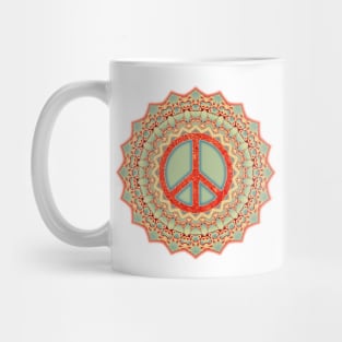 Lotus Flower Peace Mandala Red Ice Blue Mug